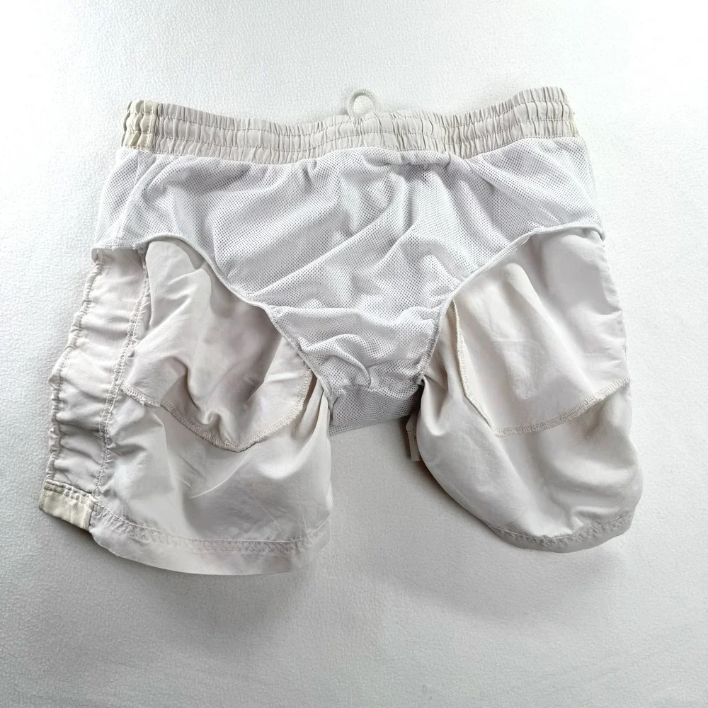 Kappa Swim Trunks Mens Size Large Off-White Cream Logo Taping Retro Sport Shorts